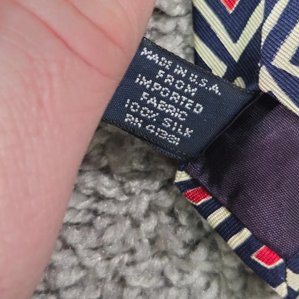 Polo Ralph Lauren Navy Blue Silk Tie Argyle Diamond Pattern USA‎ Made